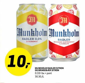 Bunnpris Munkholm radler sitron og bringebær sitron tilbud