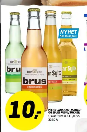 Bunnpris Pære-, ananas-, mango­ og eplebrus u/sukker tilbud