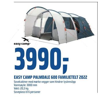 Coop Obs Easy camp palmdale 600 familietelt 2022 tilbud