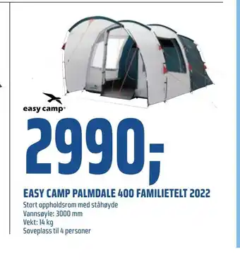 Coop Obs Easy camp palmdale 400 familietelt 2022 tilbud