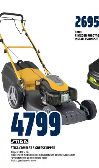 Obs Bygg Stiga combi 53 s gressklipper tilbud