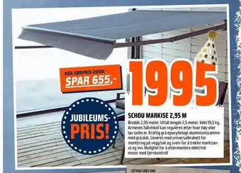 Obs Bygg Schou markise 2,95 m tilbud