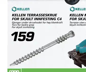 Coop Byggmix Kellen terrasseskrue for skjult innfesting c4 tilbud