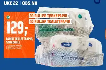 Coop Obs Lambi toalettpapir/ tørkerull tilbud