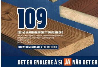 Obs Bygg 26x140 varmebehandlet terrassebord tilbud