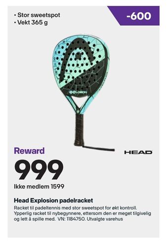 XXL Sport Head Explosion padelracket tilbud