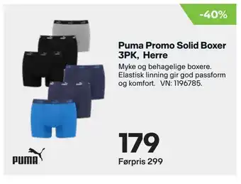 XXL Sport Puma Promo Solid Boxer 3PK, Herre tilbud