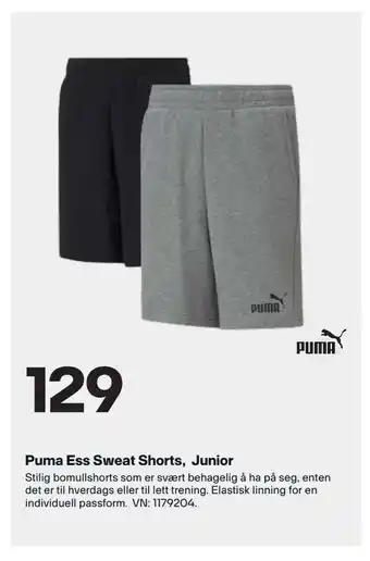 XXL Sport Puma Ess Sweat Shorts, Junior tilbud