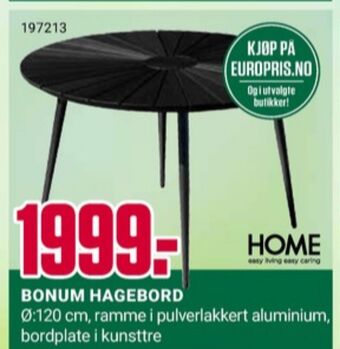 Europris Home hagebord tilbud