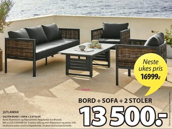 JYSK Salten Bord + Sofa + 2 Stoler tilbud