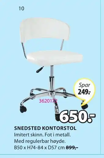 JYSK Snedsted Kontorstol tilbud
