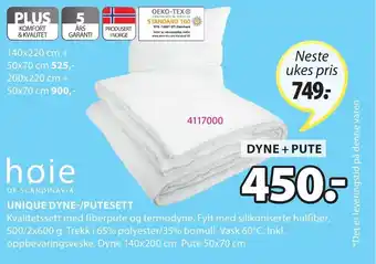JYSK Høie Unique Dune -/Putesett tilbud
