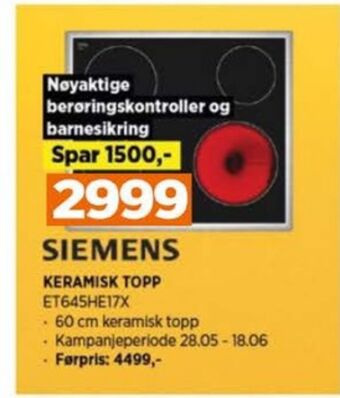 POWER Siemens induksjonsplate tilbud
