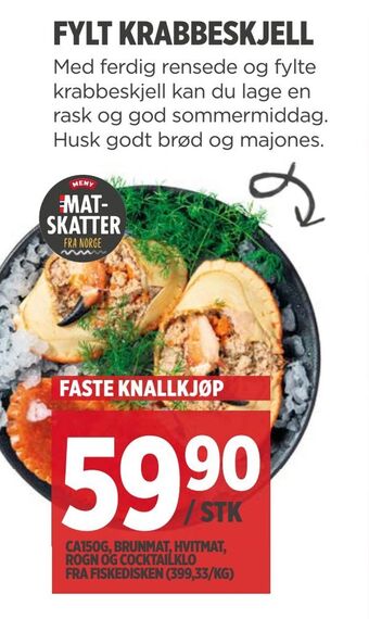 Meny Fylt krabbeskjell tilbud