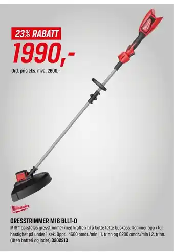 Tools Milwaukee Gresstrimmer M1 Bllt-0 tilbud