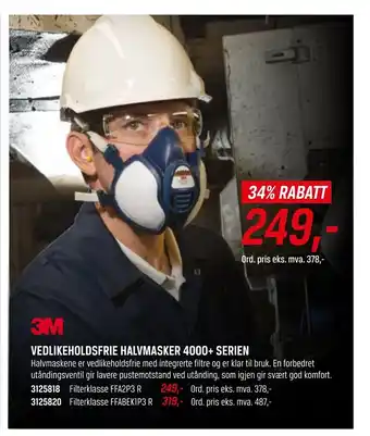 Tools Vedlikeholdsfrie Halvmasker 4000+ Serien tilbud