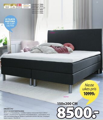JYSK Dreamzone Gold C20 Kontinentalseng tilbud