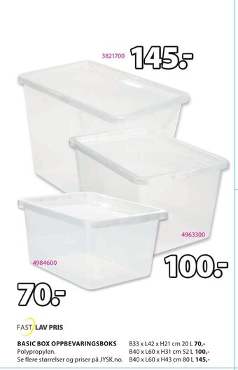 JYSK Basic Box Oppbevaringsboks tilbud