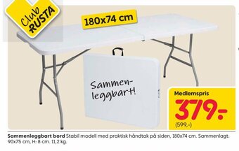 Rusta Sammenleggbart Bord tilbud