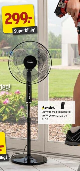 Jula Anslut Gulvvifte med fjernkontroll 40 W, Ø40x112-129 cm tilbud