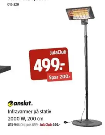 Jula Anslut Infravarmer på stativ 2000 W, 200 cm tilbud