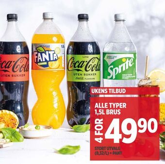Meny Alle typer 1,5l brus tilbud