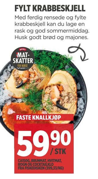Meny Fylt krabbeskjell tilbud
