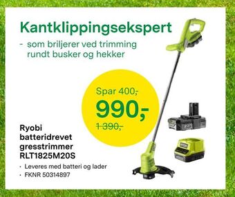Felleskjøpet Ryobi batteridrevet gresstrimmer RLT1825M20S tilbud