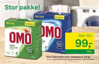 Felleskjøpet Omo Color/Ultra hvitt vaskepulver 4,5 kg tilbud