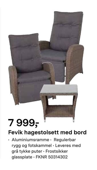 Felleskjøpet Fevik hagestolsett med bord tilbud