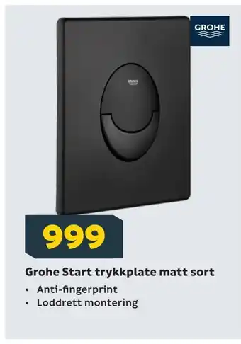 Megaflis Grohe Start trykkplate matt sort tilbud