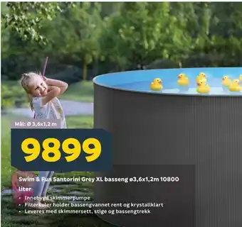 Swim & Fun Santorini Grey XL basseng ø3,6x1,2m 10800 liter