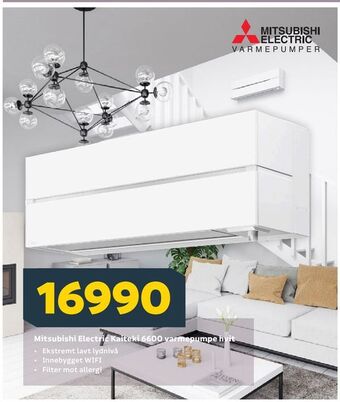 Megaflis Mitsubishi Electric Kaiteki 6600 varmepumpe hvit tilbud