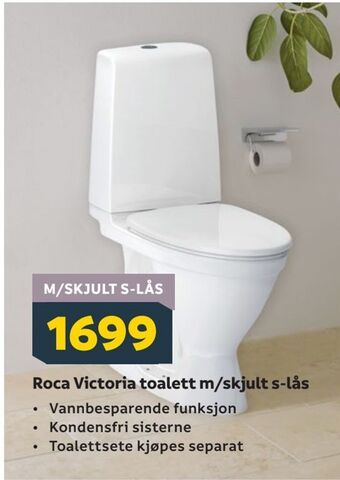 Megaflis Roca Victoria toalett m/skjult s-lås tilbud