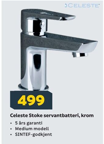 Megaflis Celeste Stoke servantbatteri, krom tilbud
