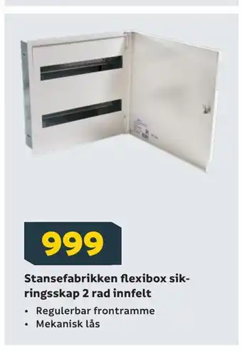 Megaflis Stansefabrikken flexibox sikringsskap 2 rad innfelt tilbud