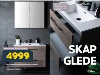 Megaflis Lind Continental 80 baderomsmøbel m/speilskap tilbud