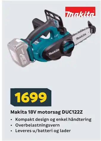 Megaflis Makita 18V motorsag DUC122Z tilbud