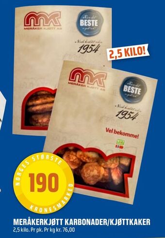Coop Obs Meråkerkjøtt karbonader/kjøttkaker tilbud