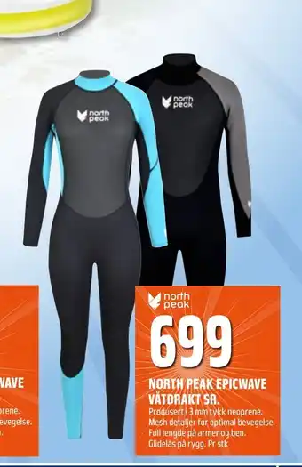 Coop Obs North peak epicwave våtdrakt sr tilbud