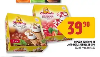 Coop Prix Diplom-is krone-is jordbær/sjokolade 6 pk tilbud