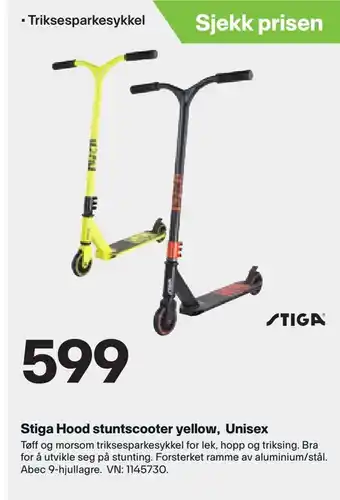 XXL Sport Stiga Hood stuntscooter yellow, Unisex tilbud