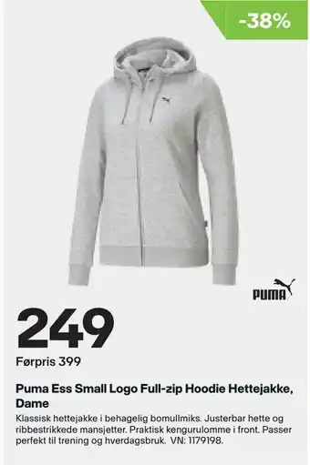 XXL Sport Puma Ess Small Logo Full-zip Hoodie Hettejakke, Dame tilbud