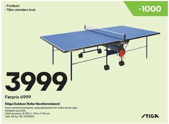 XXL Sport Stiga Outdoor Roller Bordtennisbord tilbud