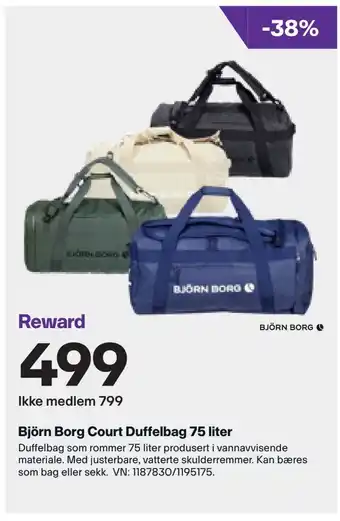 XXL Sport Björn Borg Court Duffelbag 75 liter tilbud