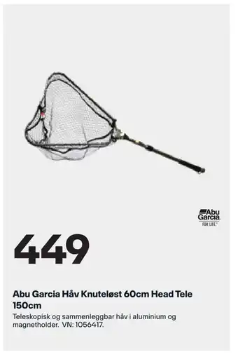XXL Sport Abu Garcia Håv Knuteløst 60cm Head Tele 150cm tilbud