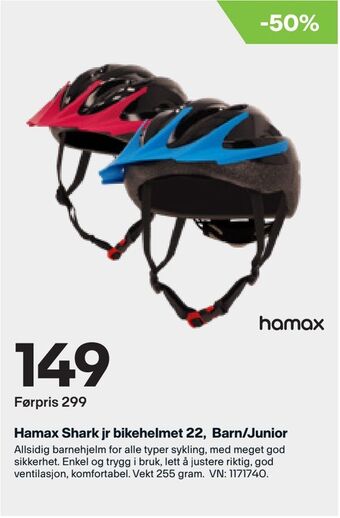 XXL Sport Hamax Shark jr bikehelmet 22, Barn/Junior tilbud