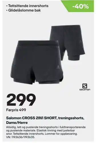 XXL Sport Salomon CROSS 2IN1 SHORT, treningsshorts, Dame/Herre tilbud
