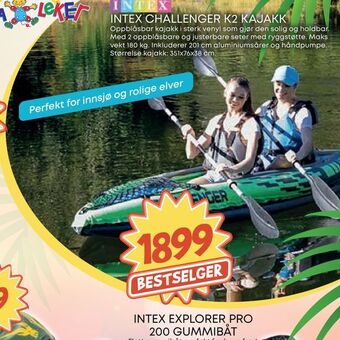 Extra Leker Intex challenger k2 kajakk tilbud