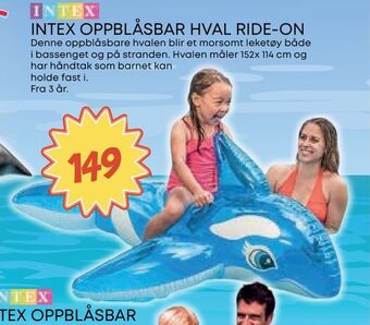 Extra Leker Intex oppblåsbar hval ride-on tilbud